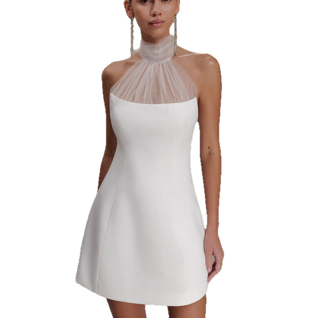 Damen Elegantes Minikleid mit Chiffon-Halsdetail und figurbetontem Schnitt EB