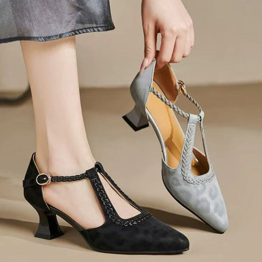 Damen Elegante Slingback-Pumps mit geflochtenem Riemen und modischem Blockabsatz EB
