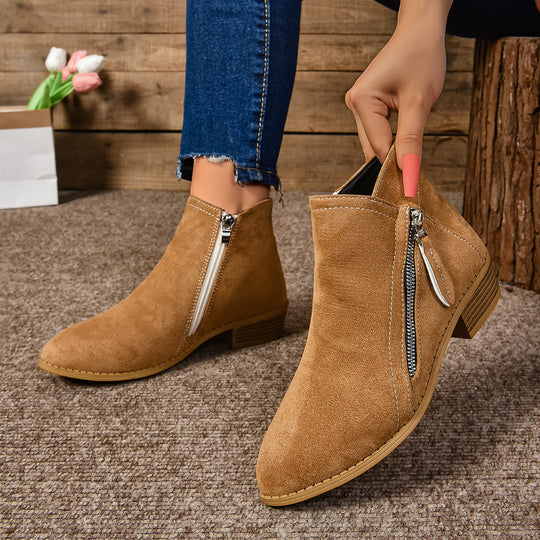 Damen Elegante Stiefeletten mit modischem Reißverschluss EB
