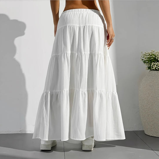 Damen Maxi-Rock mit lässigem Volant-Design und elastischem Bund EB
