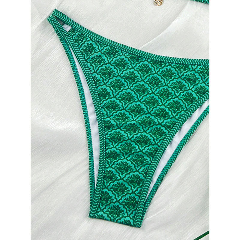 Damen Triangel-Bikini mit dekorativem Muster EB