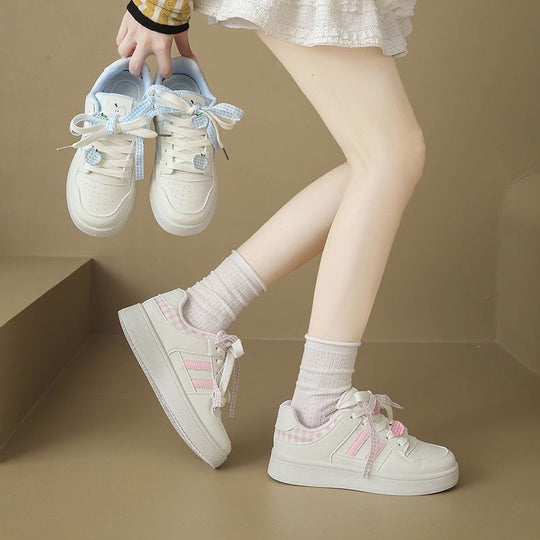Damen Sneakers mit kariertem Bindungsdesign und atmungsaktiver Innensohle EB