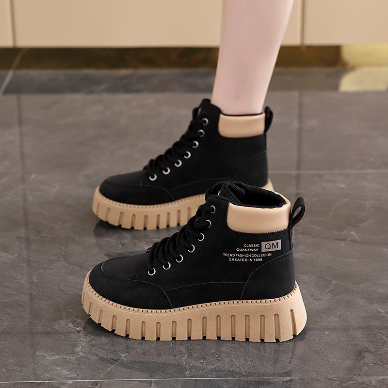 Damen High-Top Sneakers mit dicker Gummisohle und trendigem Obermaterial EB