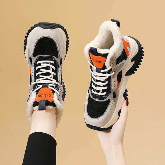 Damen modische Winter Sneakers mit kuscheligem Innenfutter und rutschfester Sohle EB