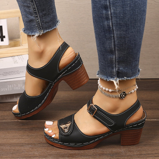 Damen Elegante und bequeme Sandalen mit Blockabsatz EB
