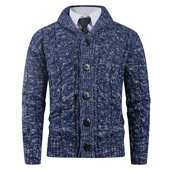 Herren Strickjacke mit Zopfmuster und schickem Schalkragen EB
