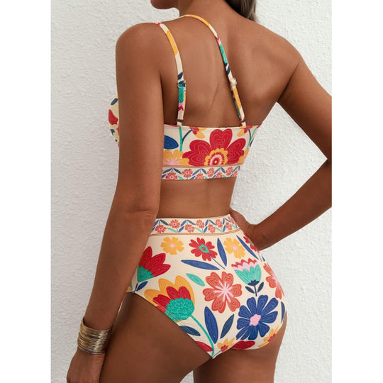 Damen Crop-Top Bikini Set mit floralem Design EB