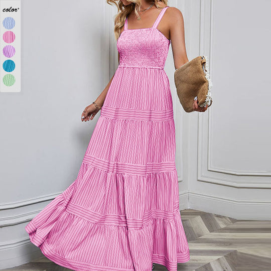 Damen Sommermaxikleid mit gerafftem Oberteil und asymmetrischem Saum EB