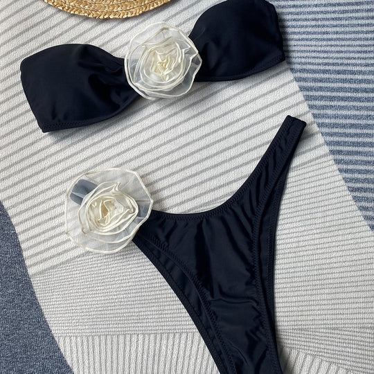 Damen Bandeau-Bikini mit zauberhaftem Blumendekor EB