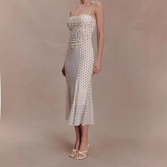 Damen Midi-Party-Kleid mit Rüschendetails und transparenter Stoffstruktur EB