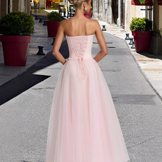 Damen Elegantes A-Linien Brautkleid mit schulterfreier Corsage und voluminösem Tüllrock EB