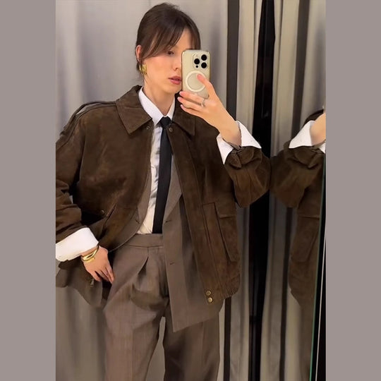 Damen jacke mit zwei großen Taschen und praktischem Reißverschluss EB