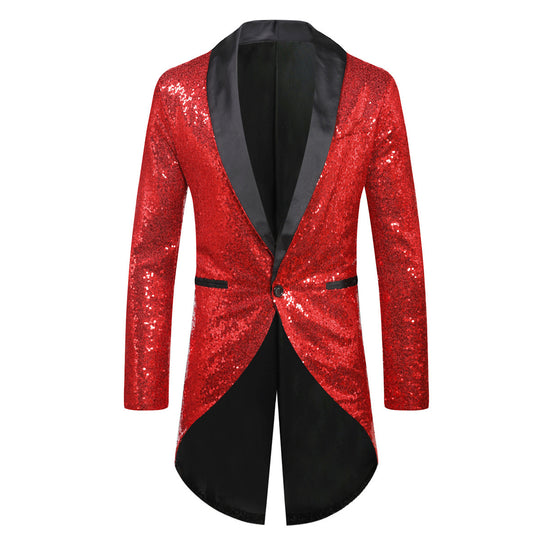 Herren Glitzernder Anzugblazer mit elegantem Schalkragen EB