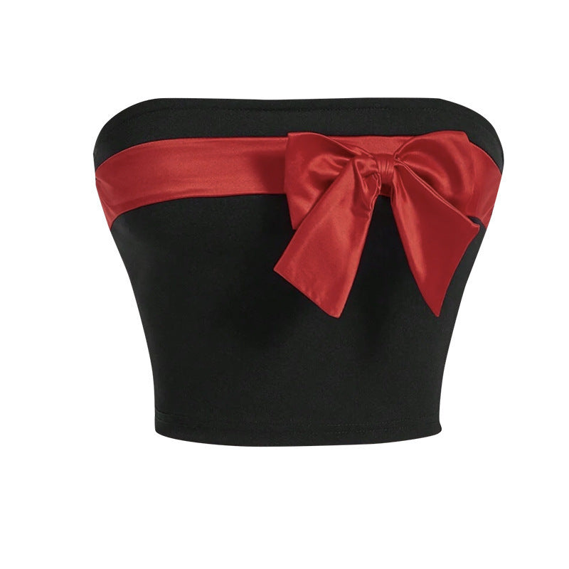 Damen bandeau Oberteil mit elegantem Schleifenakzent EB