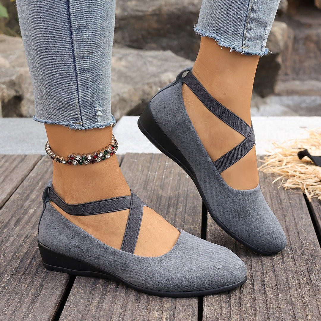Damen komfortable Wedge-Pantoletten mit verstellbaren Riemen EB