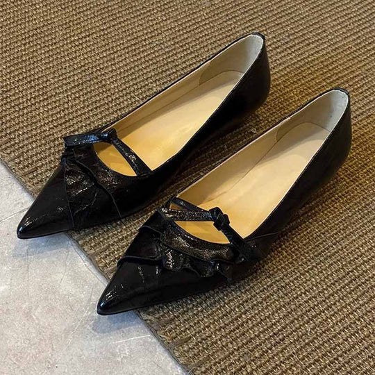 Damen spitze Ballerinas mit dekorativem Schleifendetail EB