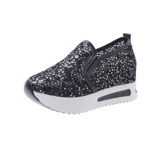 Damen Wedge-Sneaker mit glitzerndem Obermaterial und komfortabler Sohle EB