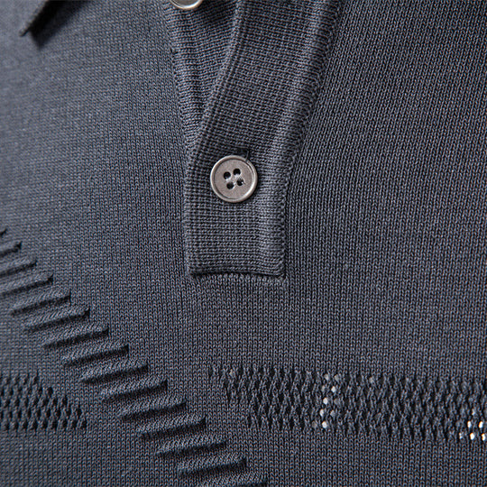 Herren Langarm Poloshirt mit modernem Strukturdesign EB