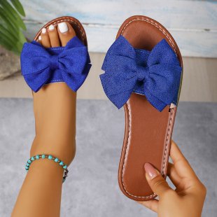 Damen Designer-Lounge-Sandalen mit raffiniertem Schleifendetail EB