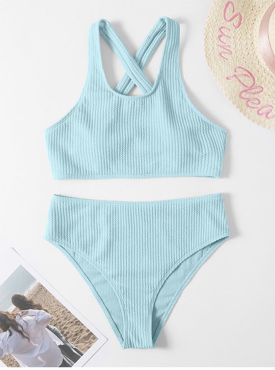 Damen Hoch tailliertes Bikini-Set mit komfortablem und schickem Design EB