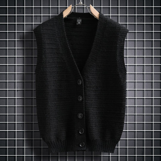 Damen ärmellose Strickjacke mit Knopfdetails und feinem Design EB