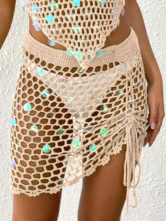 Damen Häkel-Strandsarong mit dekorativen Pailletten EB