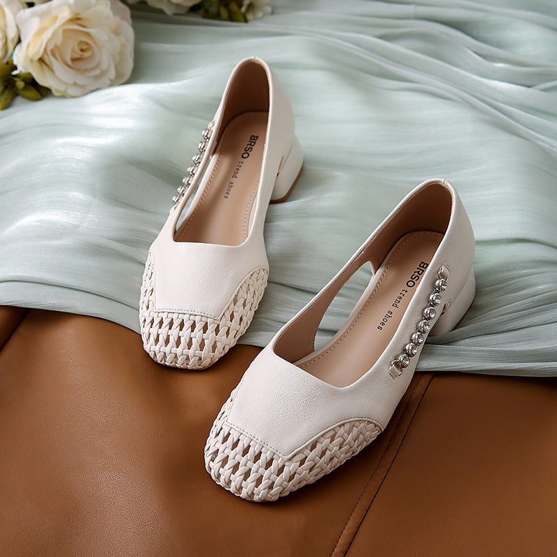 Damen Ballerinas mit glänzenden Applikationen und stilvollem Flechtmuster EB