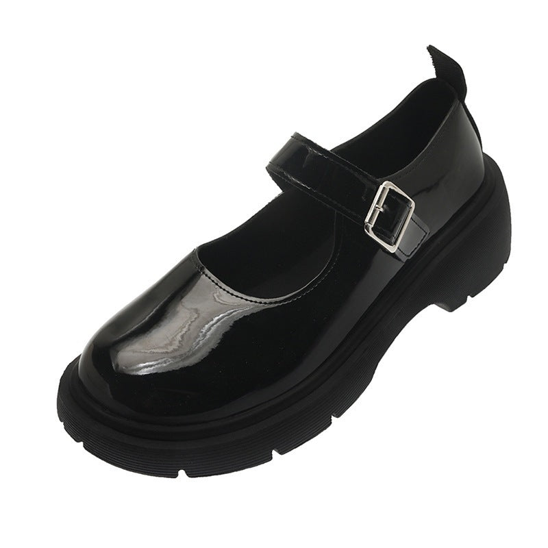 Damen Moderne Schnürschuhe mit elegantem Lackleder und verstellbarem Riemen EB