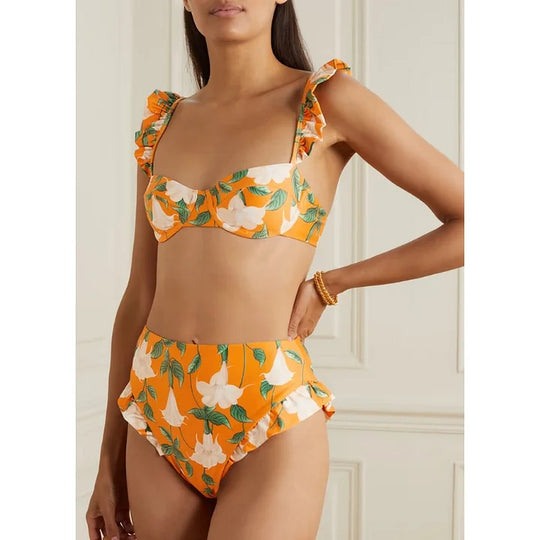 Damen Bikiniset mit voluminösen Rüschendetails EB