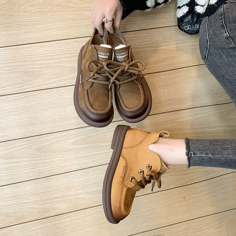 Damen nan modische Schnür-Ankleboots im Mokassin-Look mit weichem Veloursinnenfutter und stoßdämpfender Leichtsohle EB