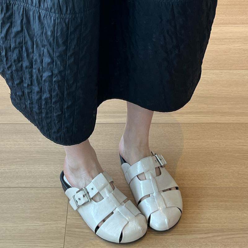 Damen elegante Pantoletten mit verstellbarem Schnallen-Design EB