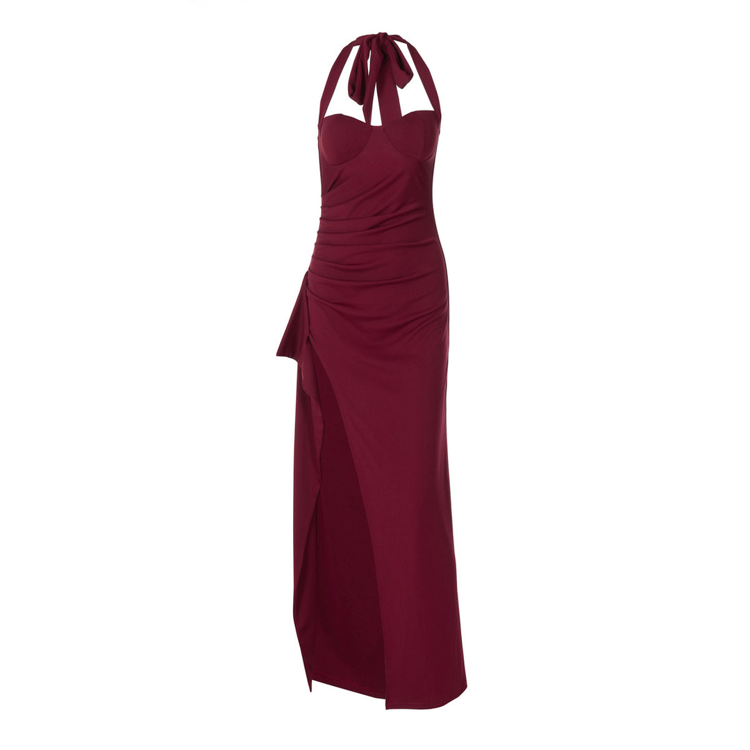Damen Elegantes Maxikleid mit tiefem Schlitz und tailliertem Oberteil EB