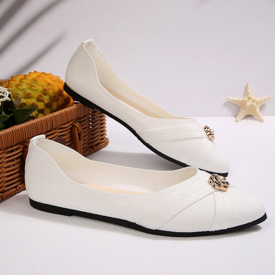 Damen Fashionable Ballerinas mit elegantem Blütenapplikation EB