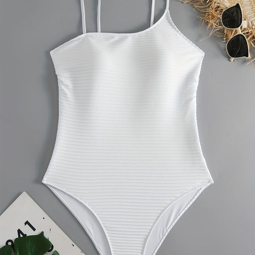 Damen Einteiliger Badeanzug mit raffiniertem Streifenmuster EB
