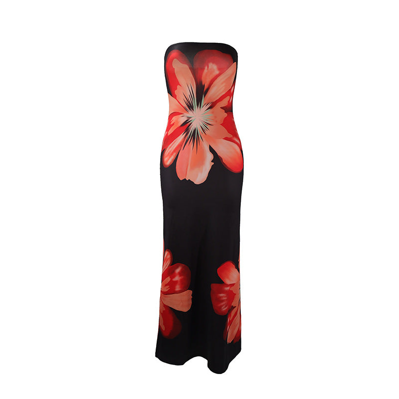 Damen strapazieres Maxikleid im exklusiven Design mit floralem Druck EB