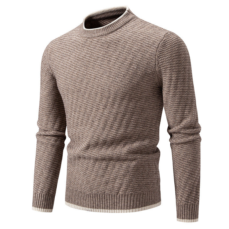 Herren strukturierter Pullover mit hochabschließendem Kragen EB