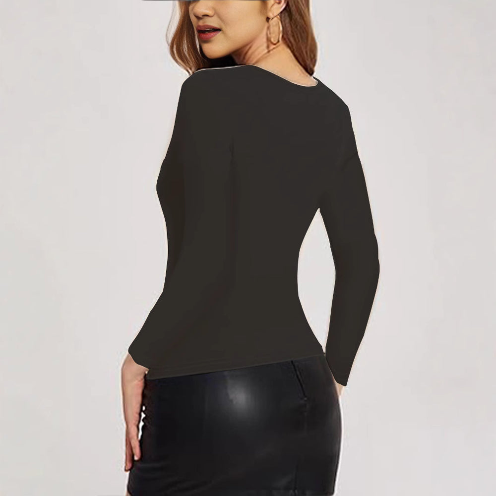 Damen Figurbetontes Longsleeve-Shirt mit Cut-Out und Raffung EB