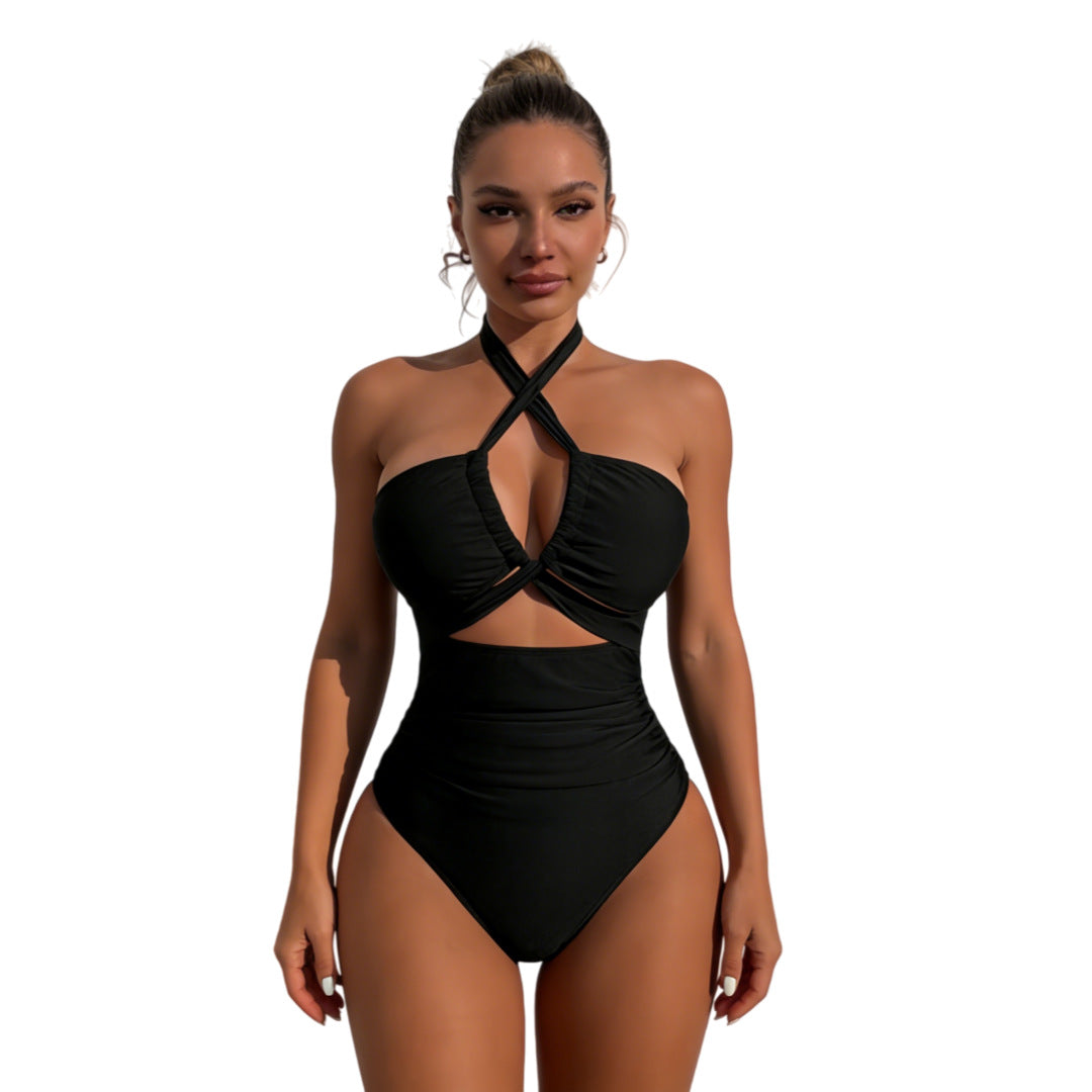 Damen Einteiliger Badeanzug mit elegantem Knoten-Design EB