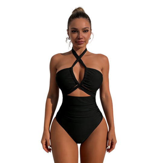 Damen Einteiliger Badeanzug mit elegantem Knoten-Design EB