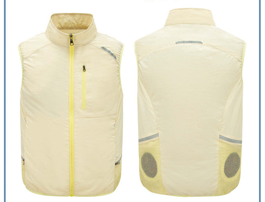 Herren nan leichte winddichte Outdoor-Weste mit hoher Kragen, Brusttasche und seitlichen Reißverschlusstaschen R&B