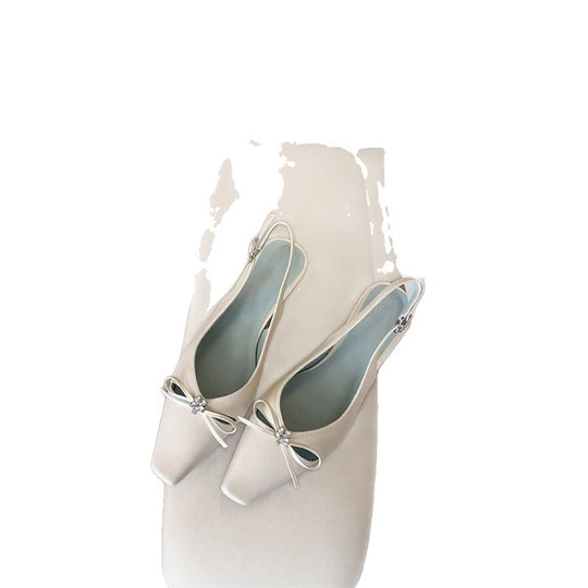 Damen Slingback Pumps mit schimmerndem Obermaterial und zarter Schleifenapplikation EB
