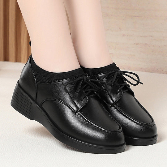 Damen Komfortable Schnürschuhe mit elegantem Blockabsatz und atmungsaktiver Oberflächenstruktur EB