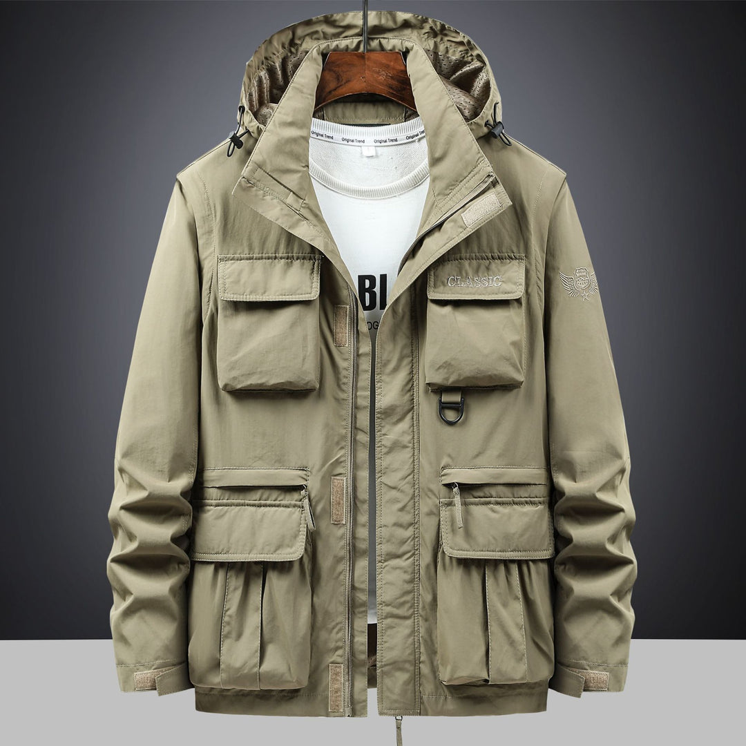 Men's  tactical hooded field parka with multi-pocket utility front and D-ring EB