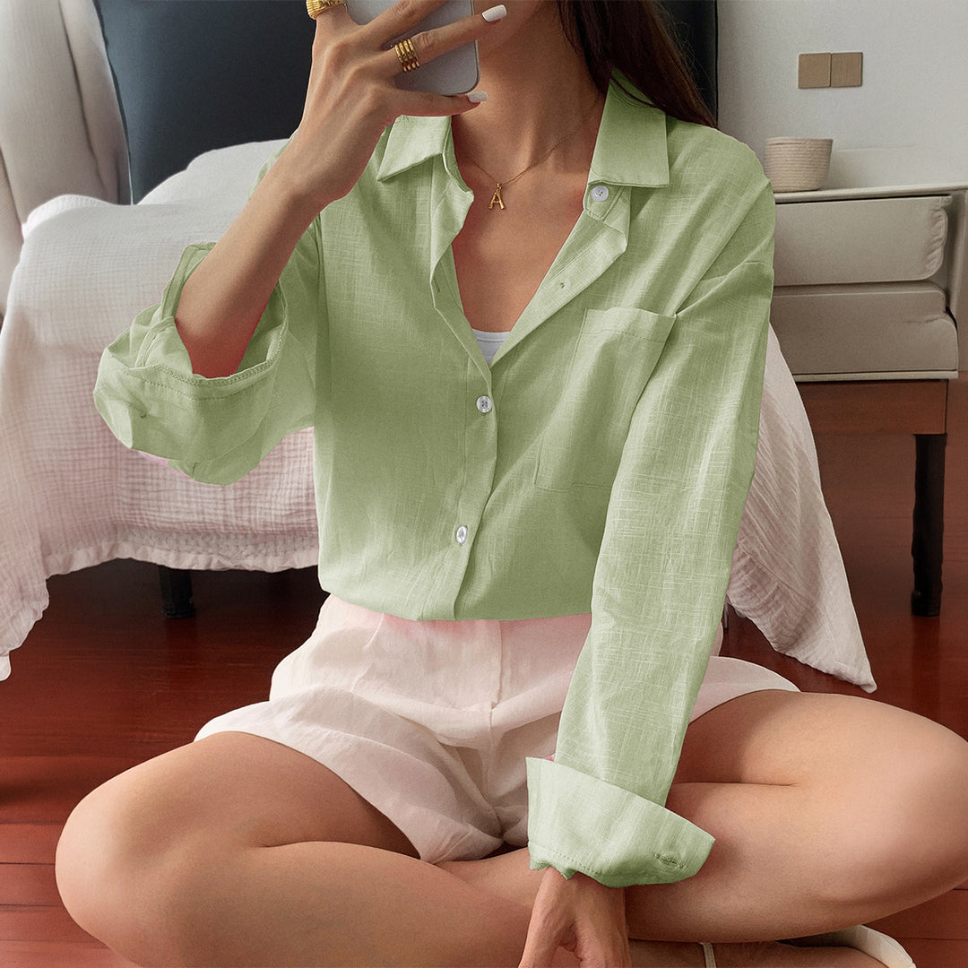 Damen nan zweiteiliges Sommer-Set aus leichtem Oversize-Hemd und ärmellosem Mini-Kleid EB