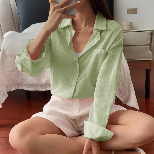 Damen nan zweiteiliges Sommer-Set aus leichtem Oversize-Hemd und ärmellosem Mini-Kleid EB