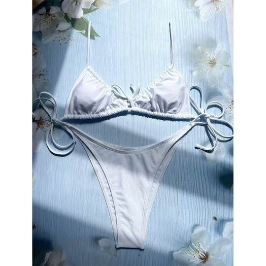 Damen Triangel-Bikini mit verspieltem Leopardenmuster und verstellbaren Bändern EB