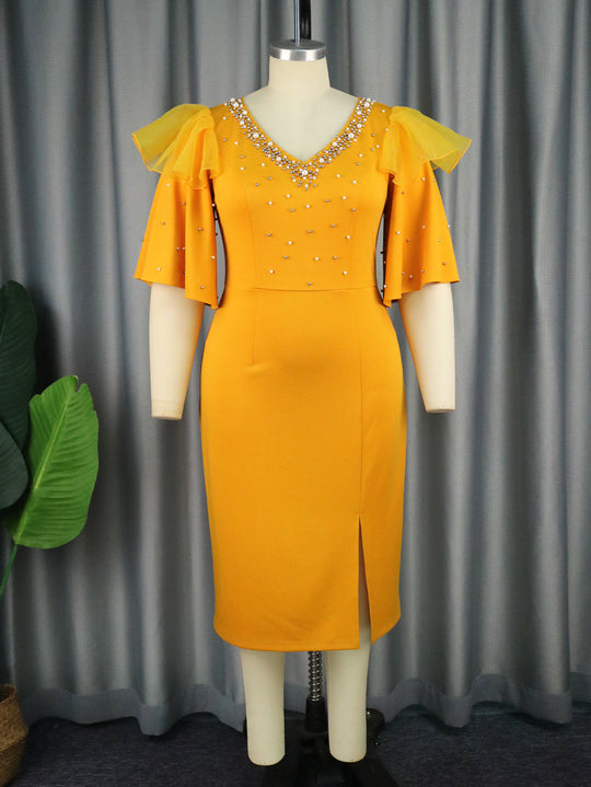 Damen Elegantes Cocktailkleid mit funkelnden Applikationen EB