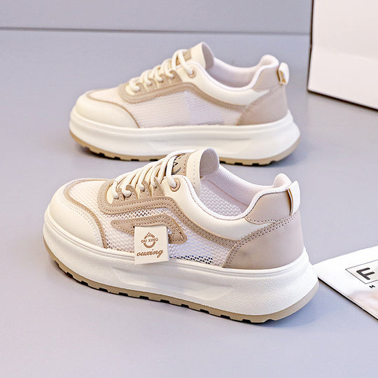 Damen nan leichte Plateausneaker mit atmungsaktivem Mesh-Obermaterial, gepolstertem Fersenkragen und stoßdämpfender EVA-Sohle EB