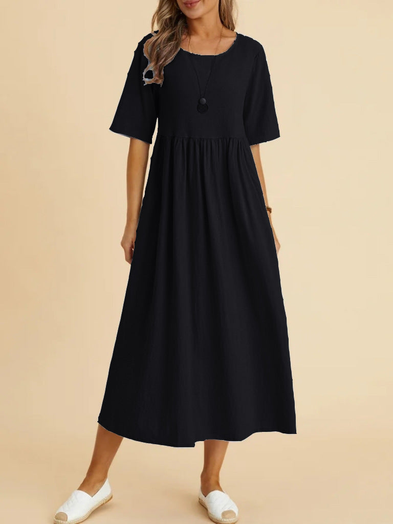 Damen Maxikleid mit lässigem Schnitt und Kurzärmeln EB