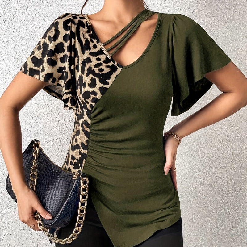 Damen Trendiges Oberteil mit asymmetrischem Design und raffinierten Cut-Outs EB